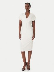 Patrizia Pepe Sukienka koktajlowa 8A1663/A6F5-W409 Écru Regular Fit. Sukienki damskie Patrizia Pepe, bez wzorów, z syntetyku, wizytowe, bez kołnierzyka, bez ramiączek. Za 1,389.00 zł.