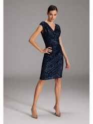 SWING Sukienka w kolorze granatowym rozmiar: 44. Niebieskie sukienki damskie Swing, bez wzorów, bez kołnierzyka, bez ramiączek, midi. Za 262.91 zł.