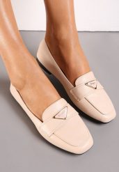 Beżowe Mokasyny Loafersy z Klamerką i Płaską Podeszwą Kelse. Brązowe mokasyny damskie Renee, z jeansu. Za 49.99 zł.