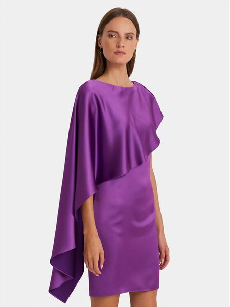 Lauren Ralph Lauren Sukienka koktajlowa 253925915001 Fioletowy Regular Fit. Fioletowe sukienki damskie Lauren Ralph Lauren, bez wzorów, z syntetyku, wizytowe, bez kołnierzyka, bez ramiączek. Za 819.99 zł.