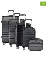 Geographical Norway 5-częściowy zestaw "Shock" w kolorze czarnym rozmiar: onesize. Czarne walizki Geographical Norway, bez wzorów, z materiału. Za 565.99 zł.