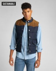 LEE PADDED VEST MĘSKA KAMIZELKA JEANSOWA PUCHOWA RINSE L89VPL36 112141030. Kamizelki męskie Lee, l, z jeansu. Za 259.99 zł.