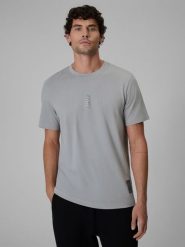 4F T-shirt regular z nadrukiem męski - szary XL. Szare t-shirty męskie 4f, m, z aplikacjami, z bawełny, bez kołnierzyka. Za 69.99 zł.