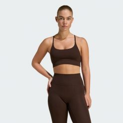 Biustonosz adidas All Me Light Support Rib Bra Long Line. Brązowe biustonosze Adidas, bez wzorów. Za 219.00 zł.