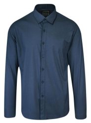 Koszula Granatowa, Geometryczny Wzór, Karo, Męska Długi Rękaw, Slim Fit, Taliowana -TO-ON. Niebieskie koszule męskie TO-ON, m, bez wzorów, z bawełny, bez kołnierzyka, bez ramiączek. Za 109.00 zł.