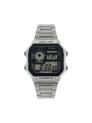 Casio Zegarek AE-1200WHD-1AVEF Srebrny. Szare, cyfrowe zegarki męskie Casio, srebrne. Za 219.99 zł.
