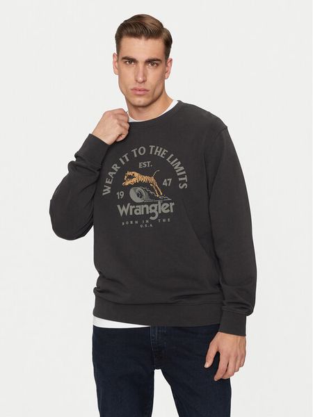 Wrangler Bluza 112357385 Czarny Regular Fit. Czarne bluzy bez kaptura męskie Wrangler, m, z bawełny. Za 179.99 zł.