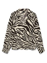Vero Moda Bluzka w kolorze beżowo-czarnym rozmiar: S. Brązowe bluzki damskie Vero Moda, s, bez wzorów, z wiskozy, bez kołnierzyka, bez ramiączek. Za 79.03 zł.
