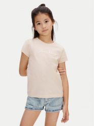 Calvin Klein Jeans T-Shirt LVCKSJA17G Różowy Regular Fit. Czerwone koszulki dziewczęce Calvin Klein Jeans, z bawełny. Za 109.99 zł.