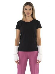 Koszulka Damen-Kurzarm z Leone 1947 Nigdy bez plakietki. Czarne bluzki sportowe damskie LEONE 1947 APPAREL, xl, z bawełny, bez kołnierzyka, bez ramiączek. Za 168.40 zł.