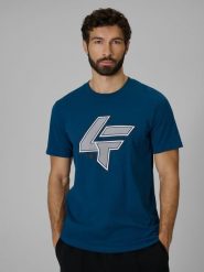 4F T-shirt regular z nadrukiem męski - turkusowa XL. Niebieskie t-shirty męskie 4f, m, bez wzorów, z materiału, bez kołnierzyka. Za 69.99 zł.