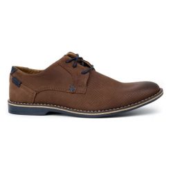 KOMODO Buty męskie skórzane casual 859L brązowe. Brązowe buty sportowe na co dzień męskie ze skóry, bez zapięcia. Za 362.62 zł.