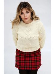 Monki Sweter w kolorze kremowym rozmiar: M. Brązowe swetry klasyczne damskie Monki, m, bez kołnierzyka. Za 60.99 zł.