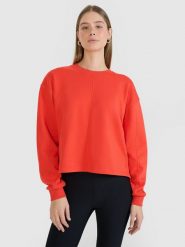 4F Bluza dresowa oversize nierozpinana bez kaptura damska - czerwona XS. Czerwone bluzy bez kaptura damskie 4f, xs, z bawełny. W wyprzedaży za 79.99 zł.