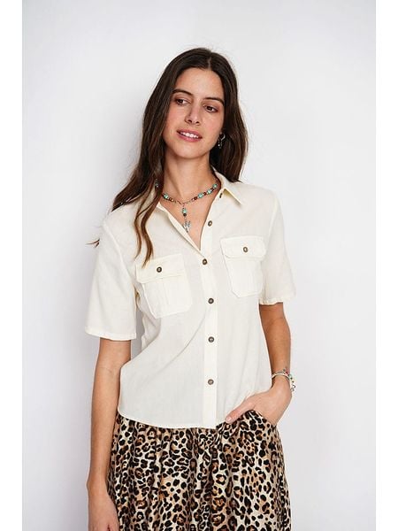 William de Faye Koszula w kolorze kremowym rozmiar: 36. Brązowe koszule damskie William De Faye, bez wzorów, klasyczne, bez kołnierzyka, bez ramiączek. Za 101.23 zł.