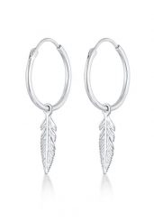Elli Ladies Creole Feather Boho Spirit Festival Trend w 925 Sterling Silver Plated Kolczyki koła 1 ct Damski. Szare kolczyki damskie Elli, pozłacane. Za 211.64 zł.