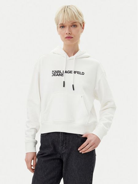 Karl Lagerfeld Jeans Bluza A2W20053 Biały Regular Fit. Białe bluzy bez kaptura damskie Karl Lagerfeld Jeans, l, z bawełny. Za 279.99 zł.