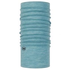 Komin chusta wielofunkcyjna z wełny merino lightweight. Niebieskie szaliki i kominy damskie Buff, bez wzorów, z wełny. Za 129.90 zł.