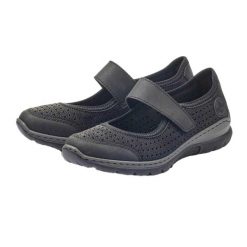 Buty Damskie Z Wycięciami. Czarne obuwie trekkingowe damskie Rieker. Za 534.99 zł.