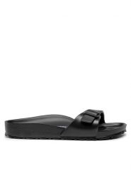 Birkenstock Klapki Madrit EVA 0128163 Czarny. Czarne klapki damskie Birkenstock, bez wzorów, z tworzywa sztucznego, bez obcasa. Za 159.99 zł.