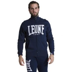 Bluza z zamek błyskawiczny na co dzień na siłownię. Szare bluzy sportowe męskie LEONE 1947 APPAREL, bez wzorów, sportowe, bez kołnierzyka, bez ramiączek. Za 164.19 zł.
