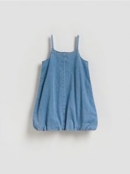 Jenasowa sukienka na ramiączkach - niebieski. Niebieskie sukienki dziewczęce Reserved, bez wzorów, z bawełny, bez ramiączek. Za 79.99 zł.