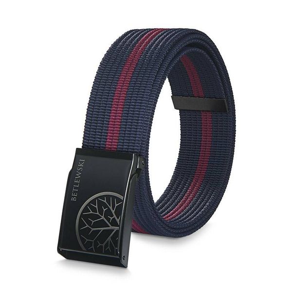 Pasek parciany BETLEWSKI PRC-17_CZ-3 M granatowy. Niebieskie paski męskie Betlewski, bez wzorów, z materiału. Za 34.99 zł.