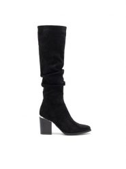 DeeZee Kozaki SALOME H7612-1 Czarny. Czarne kozaki damskie DeeZee, z materiału, bez obcasa, na słupku. Za 159.99 zł.