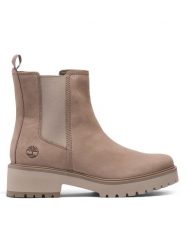 Timberland Sztyblety Carnaby Cool Basic Chlsea TB0A41CW9291 Beżowy. Brązowe botki damskie Timberland, z nubiku, bez obcasa, na płaskiej podeszwie, bez zapięcia. Za 589.99 zł.