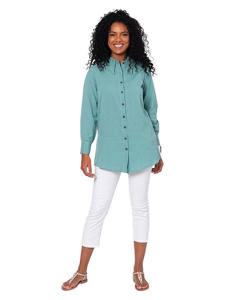 Aller Simplement Koszula w kolorze turkusowym rozmiar: 38/40. Niebieskie koszule damskie Aller Simplement, bez wzorów, klasyczne, bez kołnierzyka, bez ramiączek. Za 91.99 zł.