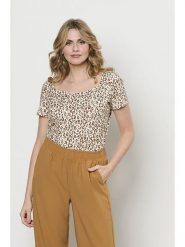 &Co Woman Koszulka "Varia" w kolorze białym rozmiar: XXL. Brązowe bluzki damskie &Co Woman, xxl, bez wzorów, bez kołnierzyka, bez ramiączek. Za 144.24 zł.