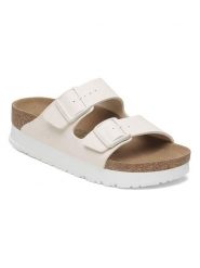 Birkenstock Klapki "Arizona Papflex" w kolorze kremowym rozmiar: 37. Brązowe klapki damskie Birkenstock, bez wzorów, bez obcasa. Za 357.63 zł.