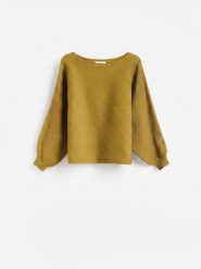 Sweter z bawełną - oliwkowy. Zielone swetry klasyczne damskie Reserved, l, z bawełny, bez kołnierzyka. Za 119.99 zł.