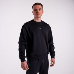 Bluza crewneck basic DZIK® czarna. Czarne bluzy bez kaptura męskie DZIK, bez wzorów, sportowe, bez kołnierzyka, bez ramiączek. Za 299.99 zł.