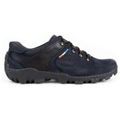 Olivier Skórzane buty trekkingowe męskie 214GT granatowe czarne. Czarne buty trekkingowe męskie ze skóry, bez zapięcia, trekkingowe. Za 319.69 zł.