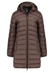 Geographical Norway Płaszcz pikowany "Atikamap" w kolorze ciemnobrązowym rozmiar: L. Brązowe płaszcze damskie Geographical Norway, l, bez wzorów. Za 174.84 zł.