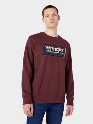 MESKA BLUZA GRAPHIC CREW BROWN 112341238 W6E9016299. Brązowe bluzy bez kaptura męskie Wrangler, m. Za 139.99 zł.