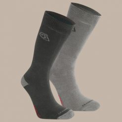 Skarpety turystyczne Craghoppers NosiLife Travel Twin Pack Socks. Szare skarpetki damskie CRAGHOPPERS, bez wzorów, z bawełny. Za 149.99 zł.