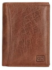 DOUBLE-D Skórzany portfel w kolorze jasnobrązowym - 9 x 12 x 2 cm rozmiar: onesize. Brązowe portfele męskie DOUBLE D, bez wzorów, z materiału. Za 43.99 zł.