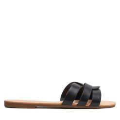 Klapki ONLY Shoes. Czarne klapki damskie ONLY Shoes, bez wzorów, bez obcasa. Za 89.99 zł.