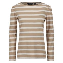 Damska koszulka z długim rękawem Regatta Federica Striped. Brązowe t-shirty damskie Regatta, bez wzorów, bez kołnierzyka. Za 145.50 zł.