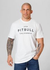 Koszulka bawełniana sportowa t-shirt dla dorosłych Garment Washed USA Cal. Białe t-shirty męskie PITBULL, na lato, m, z aplikacjami, z bawełny, bez kołnierzyka. Za 79.99 zł.