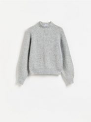 Sweter ze stójką - jasnoszary. Szare swetry klasyczne damskie Reserved, l, z dzianiny, bez kołnierzyka. Za 129.99 zł.