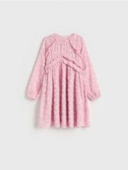 Sukienka z długim rękawem - brudny róż. Czerwone sukienki dziewczęce Reserved, bez wzorów, z dzianiny, bez ramiączek, długie. W wyprzedaży za 32.99 zł.