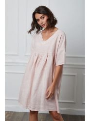 Fleur de Lin Lniana sukienka "Etsy" w kolorze jasnoróżowym rozmiar: XL. Różowe sukienki damskie Fleur de Lin, xl, bez wzorów, ze lnu, bez kołnierzyka, bez ramiączek, mini. Za 158.10 zł.