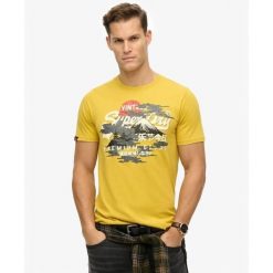 Casual T-shirt Superdry Vintage Logo Tokyo. Żółte t-shirty męskie Superdry., s, bez wzorów, z jersey, bez kołnierzyka. Za 140.50 zł.