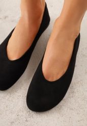 Czarne Casualowe Balerinki z Imitacji Zamszu Zambra. Czarne baleriny damskie Born2be, bez wzorów, z jeansu, bez obcasa. Za 79.99 zł.