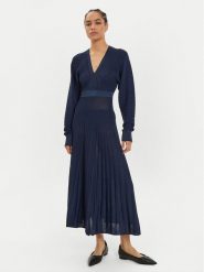 Pinko Sukienka dzianinowa Bastet 104442 A28U Granatowy Regular Fit. Niebieskie sukienki damskie Pinko, xs, bez wzorów, z dzianiny, bez kołnierzyka, bez ramiączek. Za 609.99 zł.