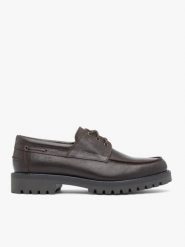 Ciemnobrązowe półbuty boat shoes. Brązowe półbuty męskie Ryłko, z jeansu, bez zapięcia. Za 549.99 zł.