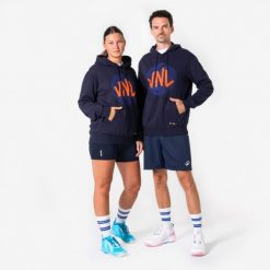 Bluza siatkarska unisex oficjalna rozgrywek VNL Kipsta. Brązowe bluzy sportowe damskie KIPSTA, l, bez wzorów, z bawełny, bez ramiączek, z kapturem. Za 139.99 zł.